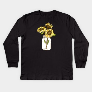 Sunflower in Mason Jar Kids Long Sleeve T-Shirt